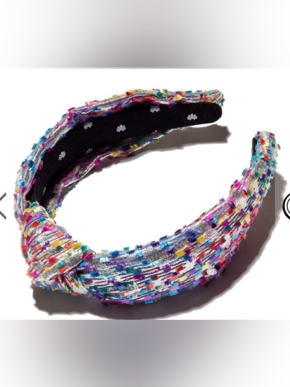 Lele Sadoughi Silver Metallic Confetti Knotted Headband
